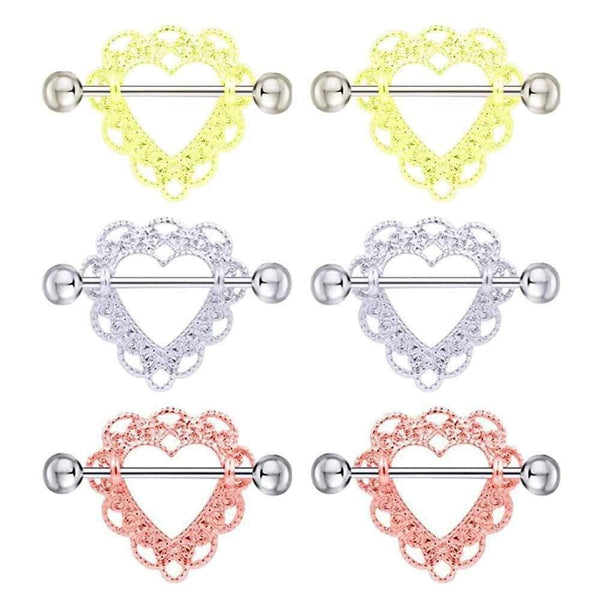 Lace-Style Heart Shaped Nipple Rings