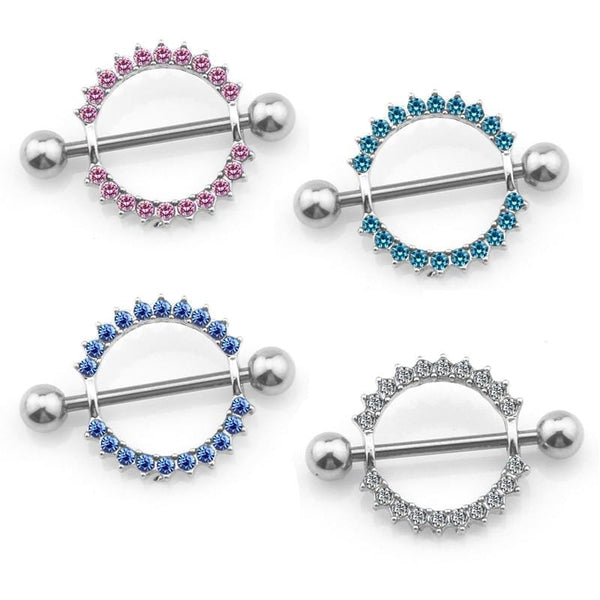 Rhinestone Encrusted Nipple Ring Shields