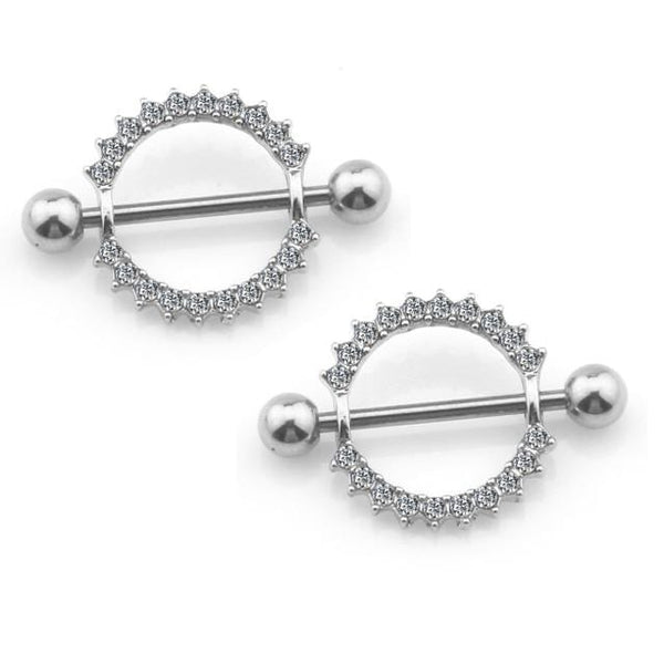 Rhinestone Encrusted Nipple Ring Shields