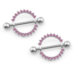 Rhinestone Encrusted Nipple Ring Shields