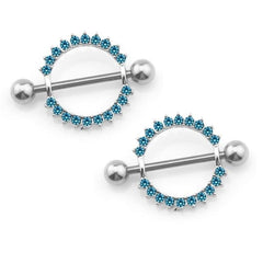 Rhinestone Encrusted Nipple Ring Shields