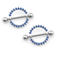 Rhinestone Encrusted Nipple Ring Shields