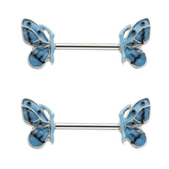 Alluring Butterfly Surgical Steel Nipple Bars