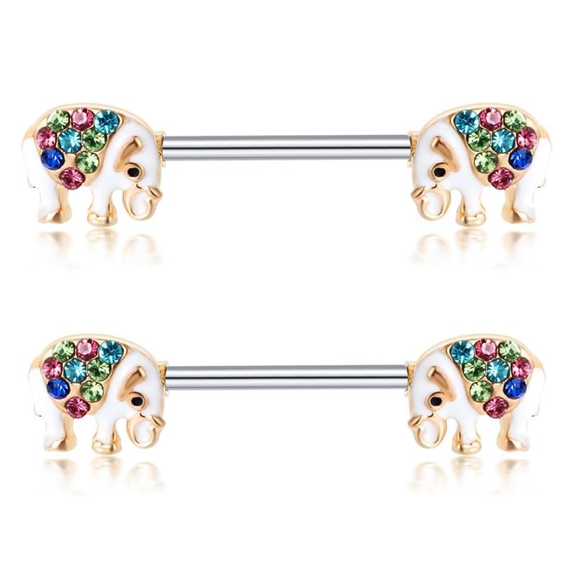 Jeweled Elephant Cute Nipple Bars