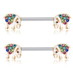 Jeweled Elephant Cute Nipple Bars