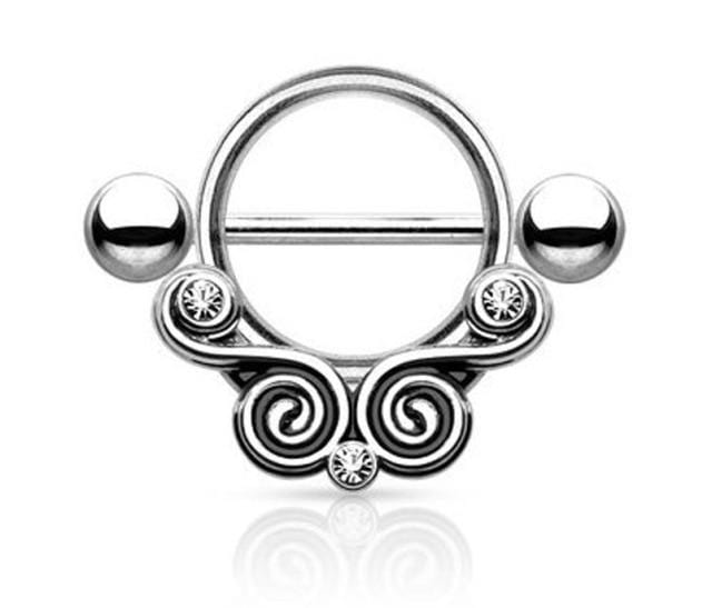 Jeweled Filigree Female Nipple Rings