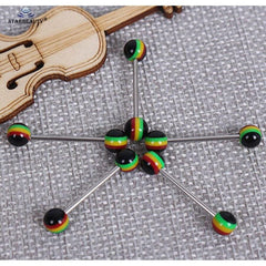 Reggae-Inspired 6-Piece Nipple Barbells Set