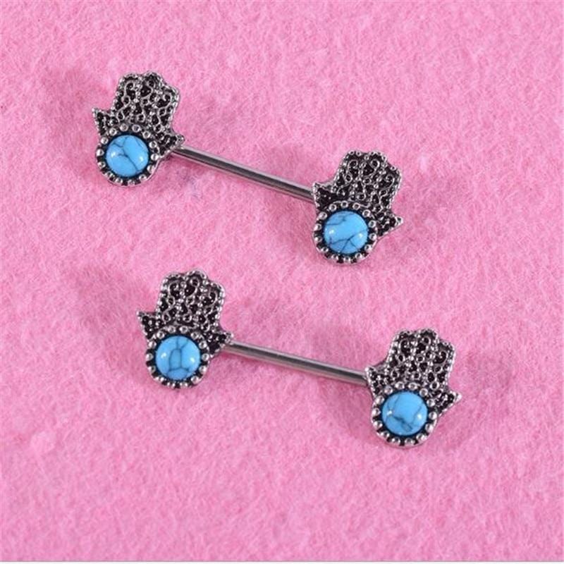 Sisandsis Dress Hand Symbol Nipple Piercing Bars