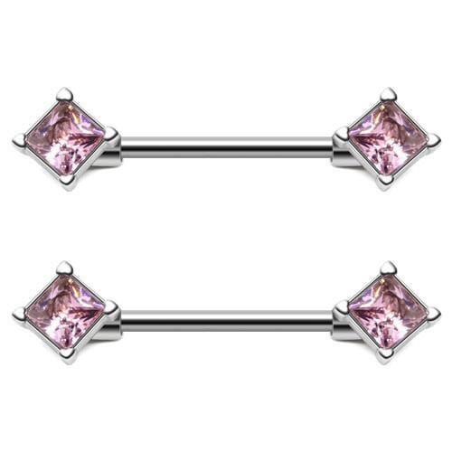 Stainless 14G Diamond Nipple Barbells