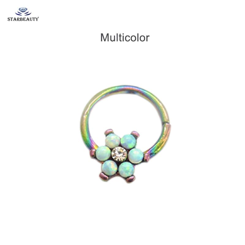 Polychromatic Flower Nipple Rings