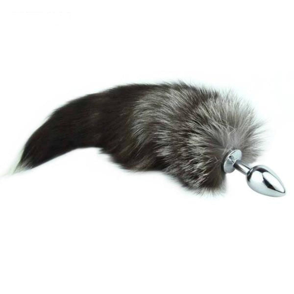 3' Black and White Cat Stainless Steel Tail Plug