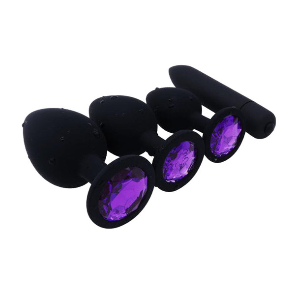 Silicone Amethyst Butt Plug Set (3 Piece)