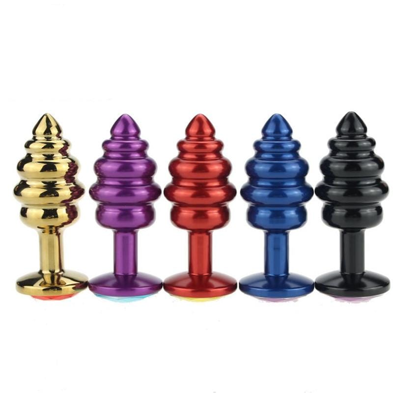 Solid Screw Thread Metal Dildo