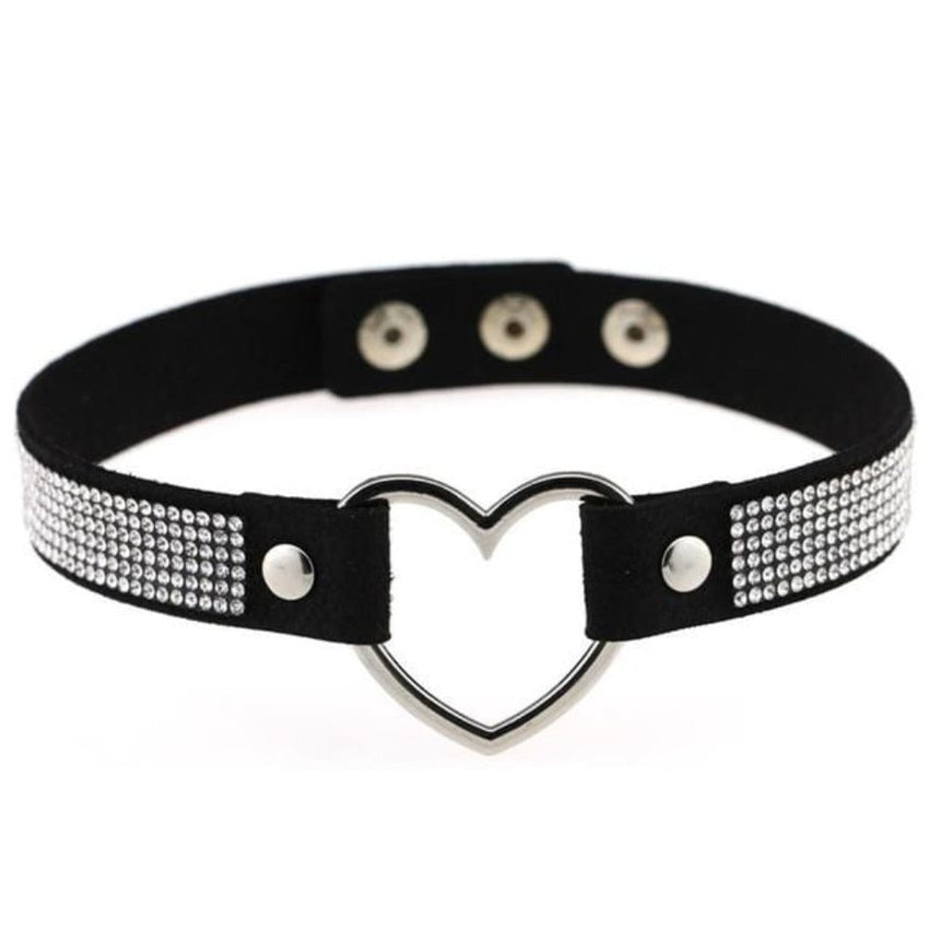 Velvety Rhinestone Choke Collar for Humans