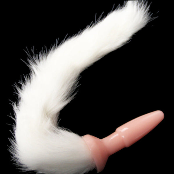 13' Silicone White Animal Tail Plug