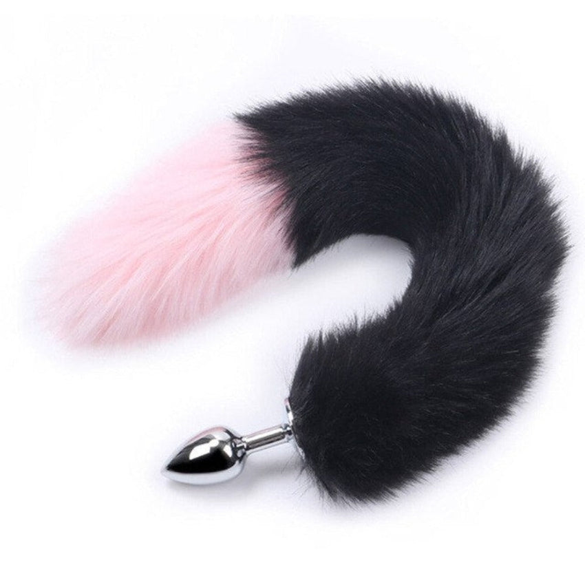 15' Stainless Steel Black and Pink Fox Tail Plug