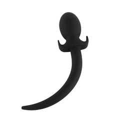 Black Rounded Silicone Dog Tail Butt Plug 9 to 10 Inches Long