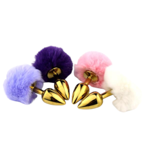 2' Golden Metal Variety of colors Bunny Tail Plug