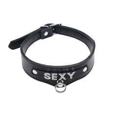 Jewelled Leather BDSM Slave Collar