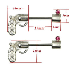 Gun-Shaped 14G Nipple Piercing