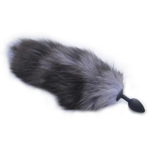 Gray Fox Tail Butt Plug 16 Inches Long