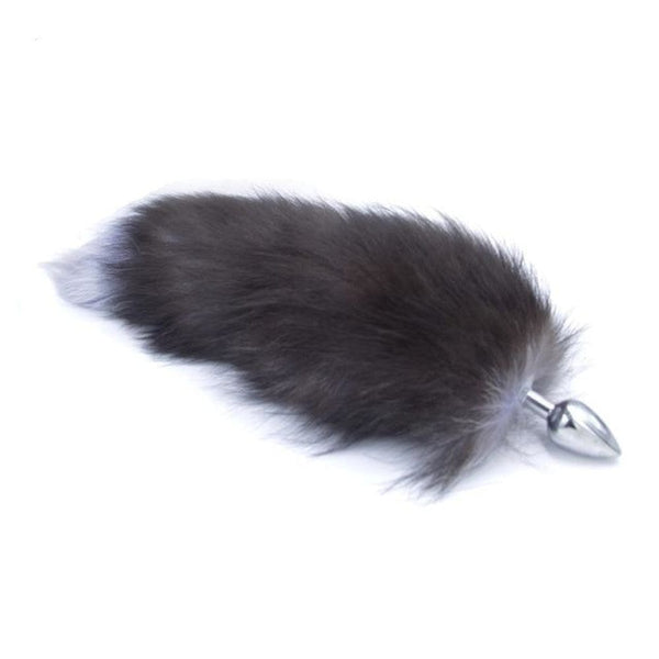 Gray Fox Tail Butt Plug 16 Inches Long