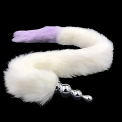 31' Stainless & Silicone White and Purple Tail Plug