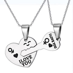 Lover's Heart Lock and Key Necklace