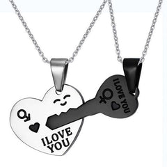 Lover's Heart Lock and Key Necklace