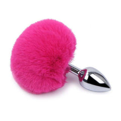 Colorful Bunny Tail Butt Plug 4.5 Inches Long