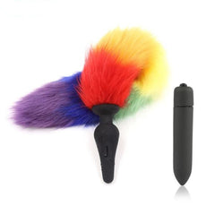 Silicone Multicolor Tail Plug 10 Speed Vibrating