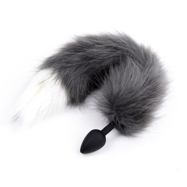 9' Silicone Gray Wolf Tail Plug