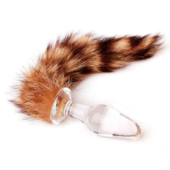 9' Green Glass Brown Fox Tail Plug