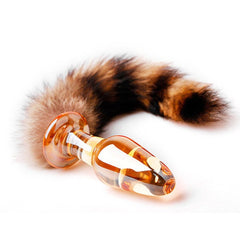 9' Green Glass Brown Fox Tail Plug