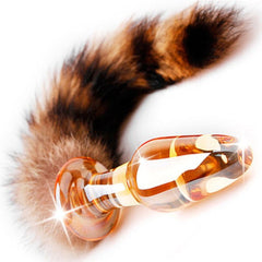 11' Glass Brown Raccoon Tail Plug