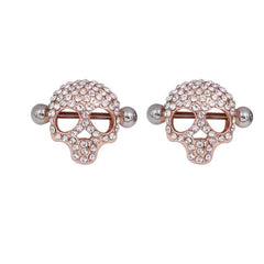 Studded Skull Rose Gold Nipple Jewelry