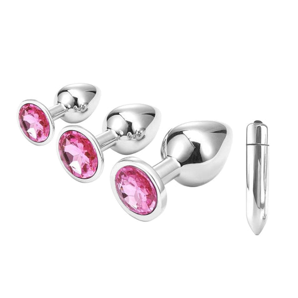 Cute Pink Princess Butt Plug With Vibrator