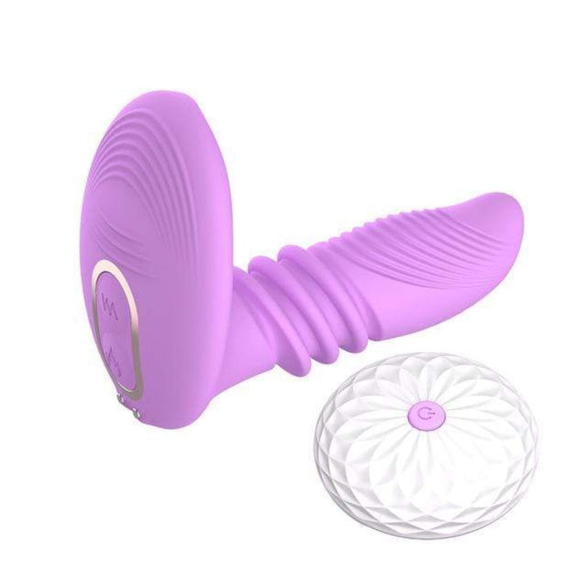 Grooved Silicone Thrusting Anal Dildo