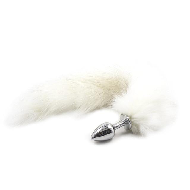 Charming White Cat Tail Butt Plug 17 Inches Long