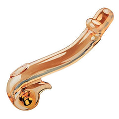 Sensational Golden Curved Glass Dildo