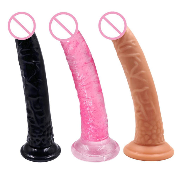 Colored Long Thin Dildo With Suction Cup