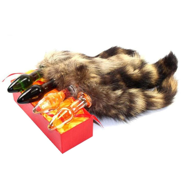 Glass Crystal Raccoon Tail Butt Plug 17 inches long