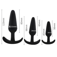 Sai-Shaped Black Silicone Butt Plug 3.27 to 4.84 Inches Long