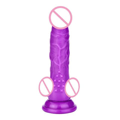 Dual Layer Purple 7 Inch Dildo With Testicles and Suction Cup