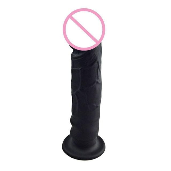 Erect 5 Inch Black Silicone Dildo With Suction Cup