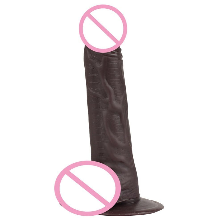 Brown Textured 8 Inch Dildo With Suction Cup