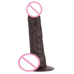 Brown Textured 8 Inch Dildo With Suction Cup