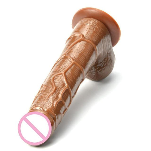 Shiny Brown 6 Inch Realistic Suction Cup Dildo