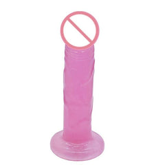 Waterproof Jelly Crystal Pink Dildo With Suction Cup