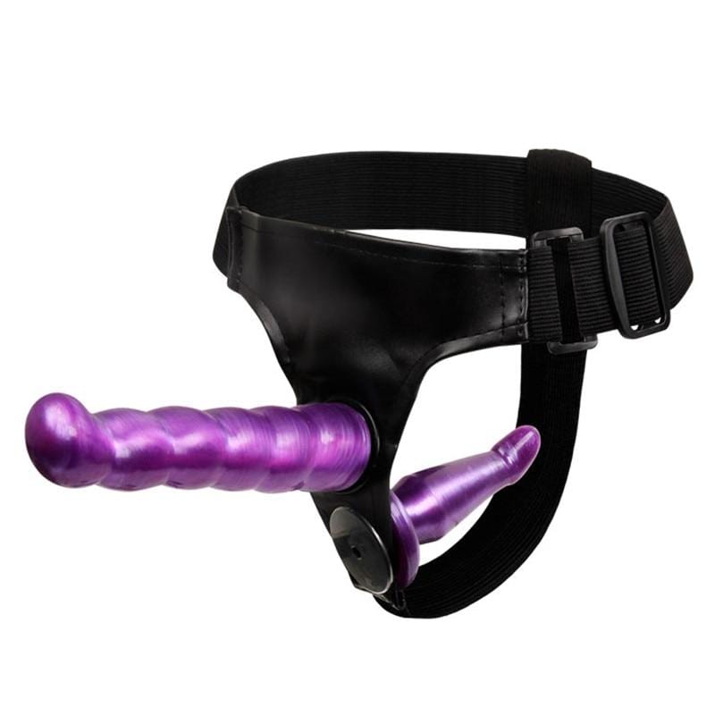 Double Penetration Purple Strap On Dildo